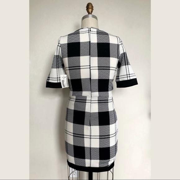 NWT Plaid Quilted Zip Up Bodycon Dress - Picture 4 of 6